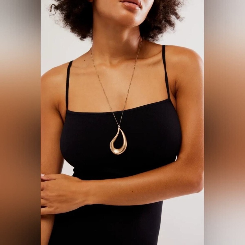 Free People Gold Lala Pendant Necklace - Picture 2 of 4